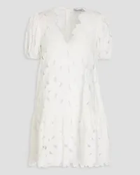 RED Valentino Embroidered cutout cotton-blend poplin mini dress - White White