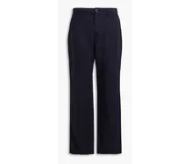 Neil cotton and linen-blend twill straight-leg pants - Blue