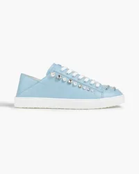 Stuart Weitzman Goldie embellished leather sneakers - Blue Blue