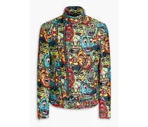 Printed twill biker jacket - Multicolor