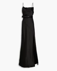 NICHOLAS Belira draped belted satin-crepe gown - Black Black