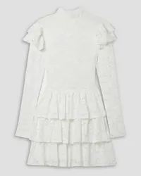 Caroline Constas Emily ruffled tiered stretch-lace mini dress - White White