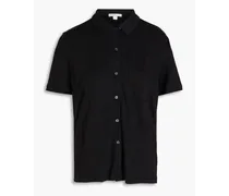 Linen-blend jersey shirt - Black