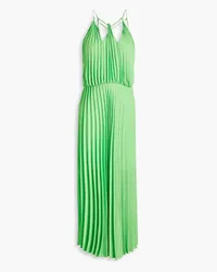 Sandro Cutout pleated crepe de chine midi dress - Green Green