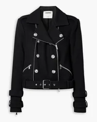 L'Agence Billie button-embellished wool-blend biker jacket - Black Black