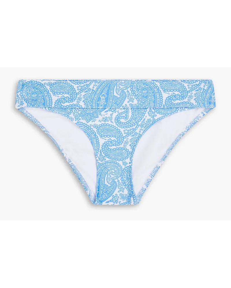 Heidi Klein Paisley-print stretch-piqué low-rise bikini briefs - Blue Blue