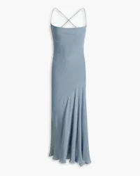 Petar Petrov Asymmetric open-back silk-crepe maxi dress - Blue Blue