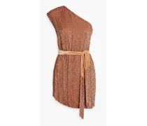 Ella one-shoulder sequined chiffon mini dress - Metallic