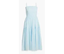 Lesse shirred cotton-gauze midi dress - Blue