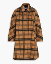 RED Valentino Checked wool-blend felt coat - Brown Brown