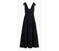Timothea tiered cotton-poplin midi dress - Black