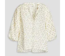 Bluebird gathered printed woven blouse - White