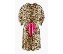 Leopard-print silk crepe de chine mini dress - Animal print