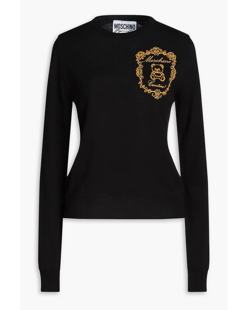 Moschino Embroidered wool sweater - Black Black