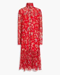 Rag & Bone Libby gathered floral-print crepon mini shirt dress - Red Red