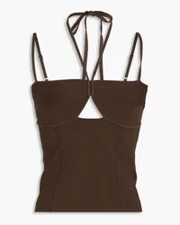 Nanushka Cutout ribbed-knit top - Brown Brown