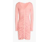 Ruched slub Supima cotton-jersey mini dress - Pink