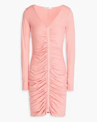 STATESIDE Ruched slub Supima cotton-jersey mini dress - Pink Pink