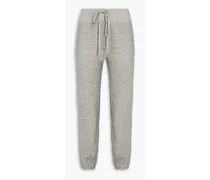 Cropped cotton-blend fleece track pants - Gray