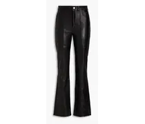 Leather straight-leg jeans - Black
