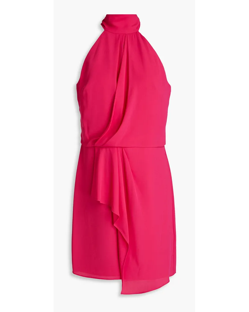 Halston Harlow pleated draped crepe mini dress - Pink Pink