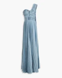 Zuhair Murad One-shoulder plissé chiffon gown - Blue Blue