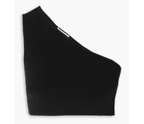 VB Body one-shoulder cropped stretch-knit top - Black