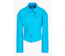 Aqua cutout cotton-poplin shirt - Blue