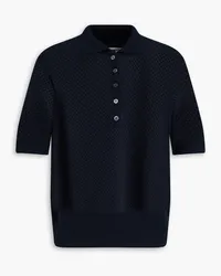 Thom Browne Pointelle-knit cashmere polo sweater - Blue Blue