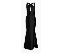 Cutout satin gown - Black