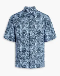 Sandro Printed Lyocell and linen-blend shirt - Blue Blue