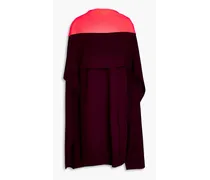 Kaiya two-tone cape-effect crepe mini dress - Burgundy