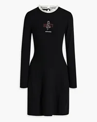 RED Valentino Point d'esprit-trimmed embroidered stretch-knit mini dress - Black Black