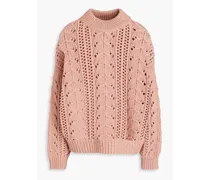 Cable-knit cashmere and silk-blend turtleneck sweater - Pink