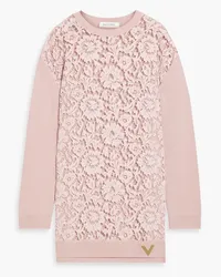 Valentino Garavani Corded lace-paneled wool and cashmere-blend sweater - Pink Pink