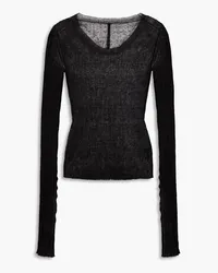 Petar Petrov Ribbed linen and silk-blend top - Black Black