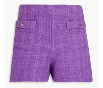 Button-embellished cotton-tweed shorts - Purple