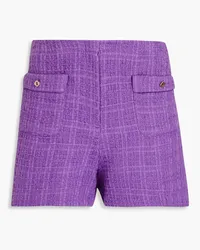 Maje Button-embellished cotton-tweed shorts - Purple Purple