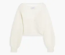 Marnie twist-front brushed ribbed-knit sweater - White
