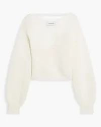 Derek Lam Marnie twist-front brushed ribbed-knit sweater - White White