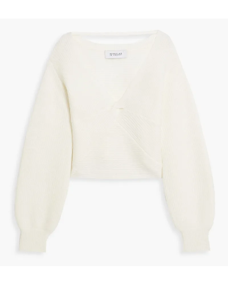 Derek Lam Marnie twist-front brushed ribbed-knit sweater - White White