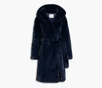 Oversized faux fur hooded coat - Blue