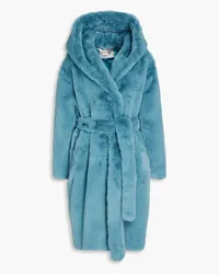 EACH OTHER Oversized faux fur hooded coat - Blue Blue