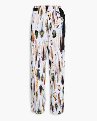 AGUA BENDITA Memoria Pluma printed satin wide-leg pants - Blue Blue