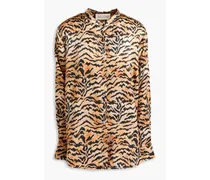 Bobbi tiger-print silk-satin shirt - Animal print