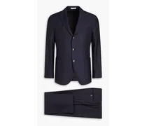 Mélange wool-blend crepe suit - Blue