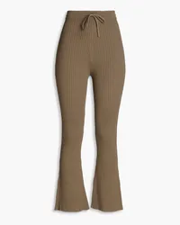 Nanushka Ribbed-knit kick-flare pants - Brown Brown