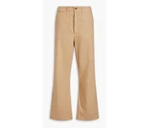 90s cotton-blend twill straight-leg pants - Neutral