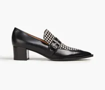 Houndstooth calf hair and leather pumps - Black