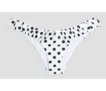 Dorit gathered polka-dot low-rise bikini briefs - White